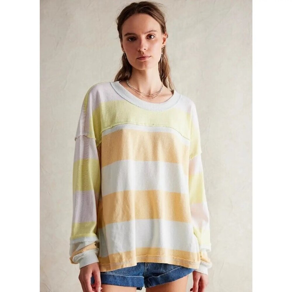 018 Free People We The Free Sundae Funday Tee Sweatshirt Oversized Size Large - Picture 2 of 7